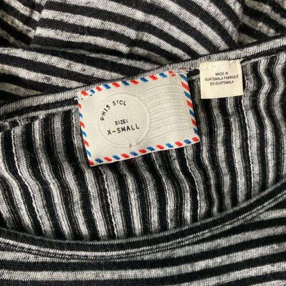 Anthropologie Postmark XS Top Black White Stripe Long Sleeve High Low‎ Stretchy - Picture 7 of 7